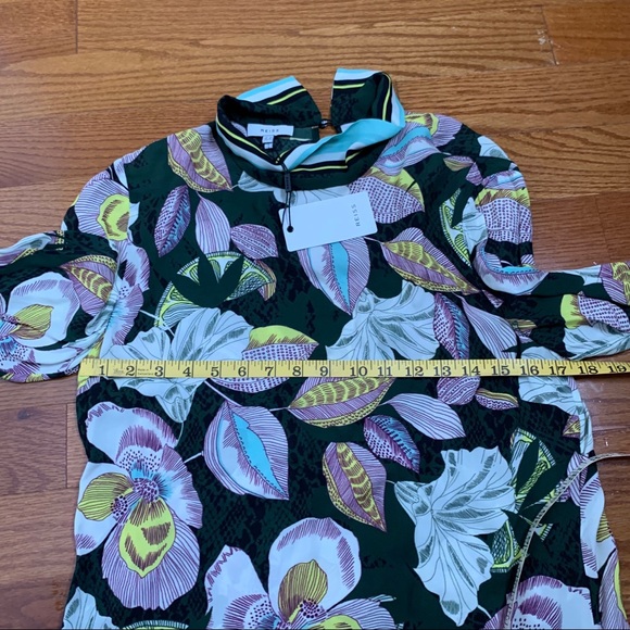 NWT Reiss Size US 6 Flora Print Blouse Black - Picture 5 of 8
